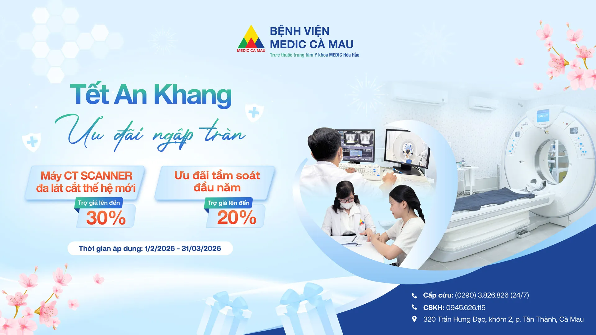bệnh viện MEDIC Cà Mau thông báo lịch làm việc Tết 2026